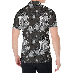 Koi Carp And Chrysanthemum Pattern Print Men's Shirt