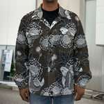 Koi Carp And Chrysanthemum Pattern Print Men's Shirt Jacket