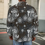 Koi Carp And Chrysanthemum Pattern Print Men's Shirt Jacket