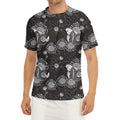 Koi Carp And Chrysanthemum Pattern Print Men's Short Sleeve Rash Guard