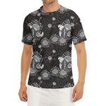 Koi Carp And Chrysanthemum Pattern Print Men's Short Sleeve Rash Guard