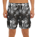 Koi Carp And Chrysanthemum Pattern Print Men's Split Running Shorts