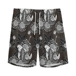 Koi Carp And Chrysanthemum Pattern Print Men's Sports Shorts