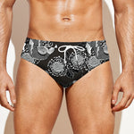 Koi Carp And Chrysanthemum Pattern Print Men's Swim Briefs