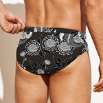 Koi Carp And Chrysanthemum Pattern Print Men's Swim Briefs