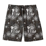 Koi Carp And Chrysanthemum Pattern Print Men's Swim Trunks