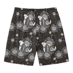 Koi Carp And Chrysanthemum Pattern Print Men's Swim Trunks