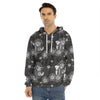 Koi Carp And Chrysanthemum Pattern Print Men's Velvet Pullover Hoodie