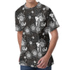 Koi Carp And Chrysanthemum Pattern Print Men's Velvet T-Shirt