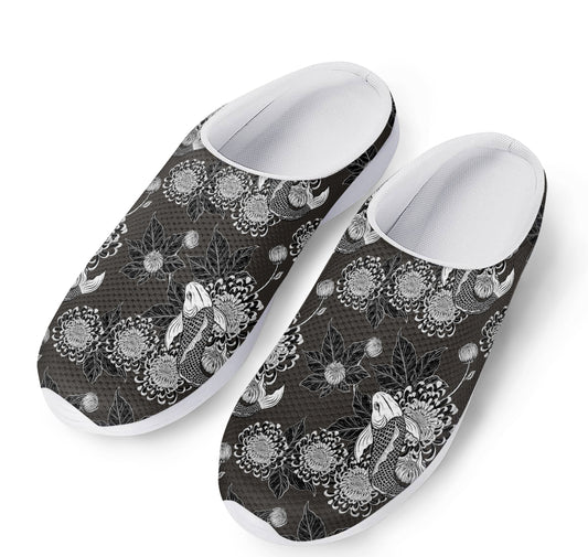 Koi Carp And Chrysanthemum Pattern Print Mesh Casual Shoes