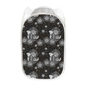 Koi Carp And Chrysanthemum Pattern Print Mesh Laundry Hamper