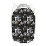 Koi Carp And Chrysanthemum Pattern Print Mesh Laundry Hamper