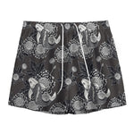 Koi Carp And Chrysanthemum Pattern Print Mesh Shorts
