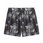 Koi Carp And Chrysanthemum Pattern Print Mesh Shorts