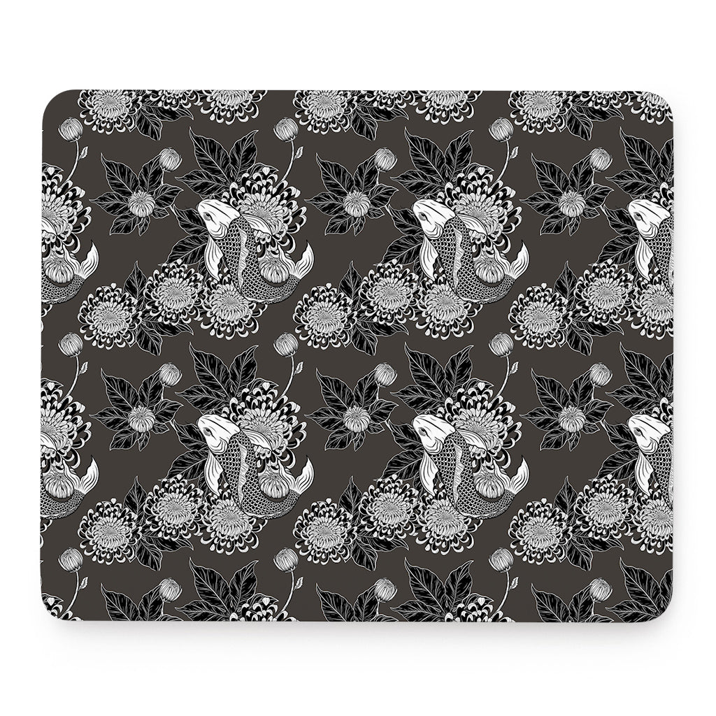 Koi Carp And Chrysanthemum Pattern Print Mouse Pad