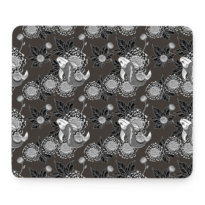 Koi Carp And Chrysanthemum Pattern Print Mouse Pad