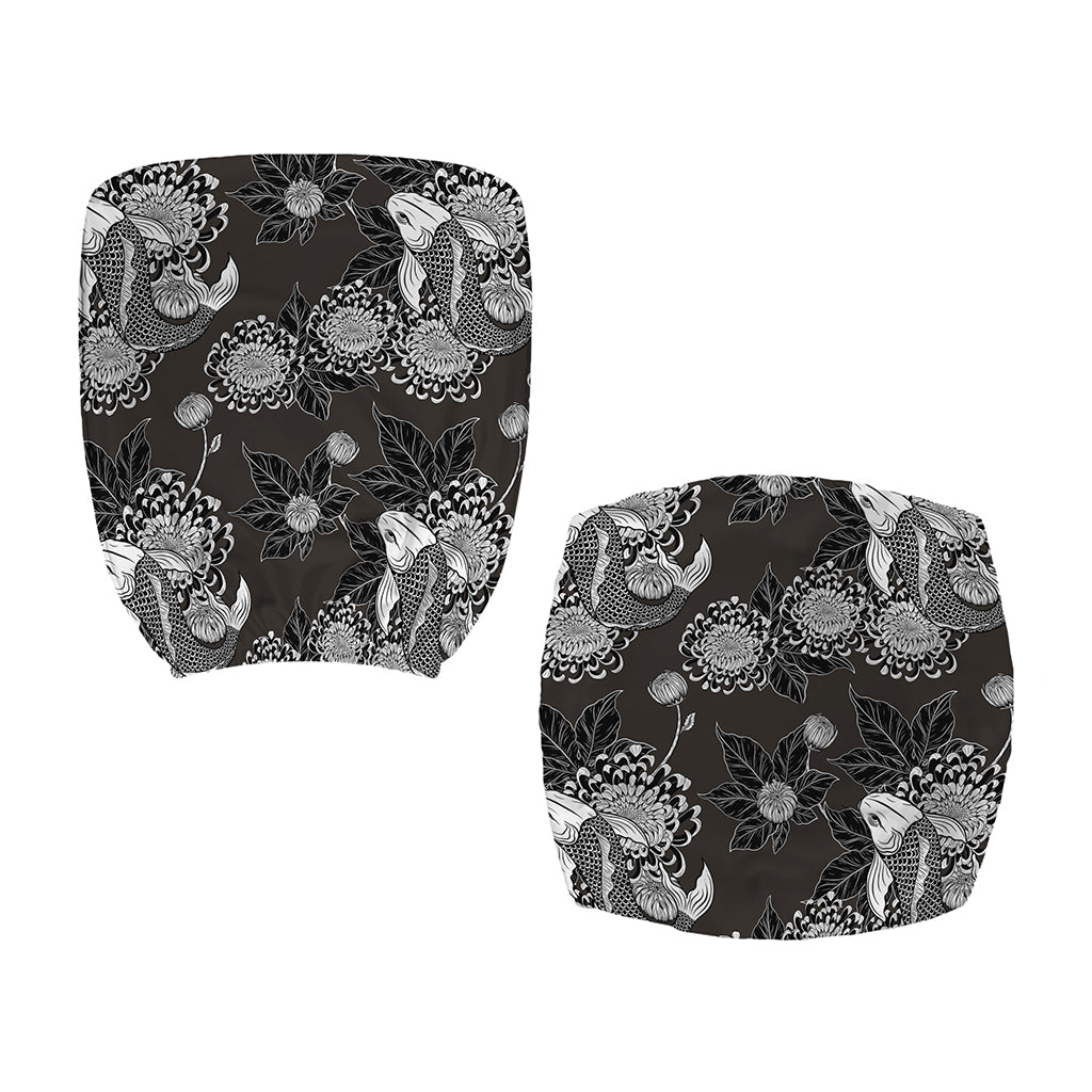 Koi Carp And Chrysanthemum Pattern Print Office Chair Cover