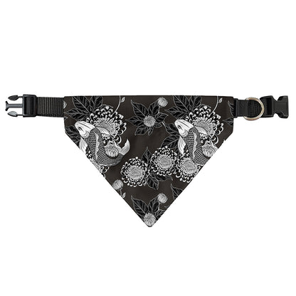 Koi Carp And Chrysanthemum Pattern Print Over The Collar Dog Bandana