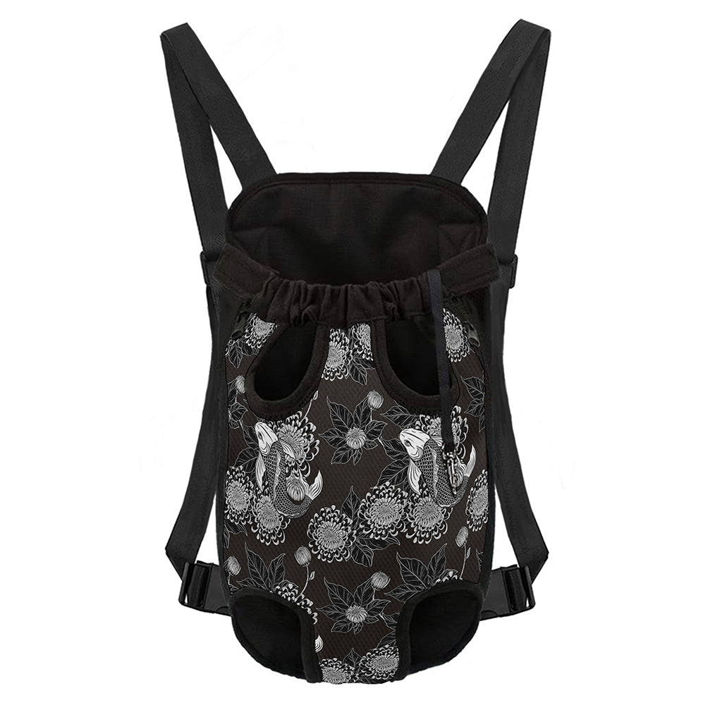 Koi Carp And Chrysanthemum Pattern Print Pet Carrier Backpack