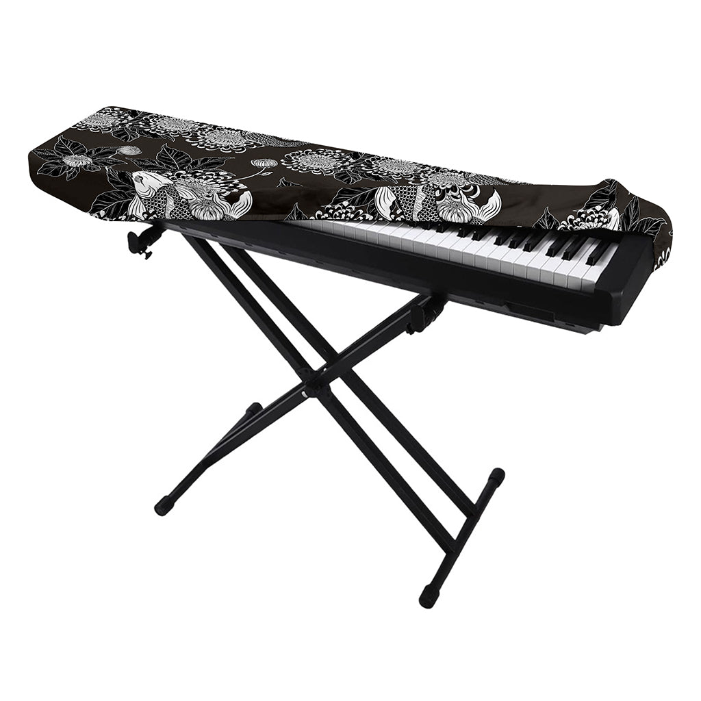 Koi Carp And Chrysanthemum Pattern Print Piano Keyboard Cover