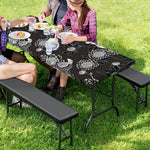 Koi Carp And Chrysanthemum Pattern Print Picnic Table Cover