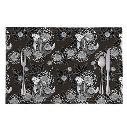 Koi Carp And Chrysanthemum Pattern Print Placemat