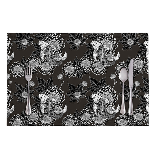 Koi Carp And Chrysanthemum Pattern Print Placemat