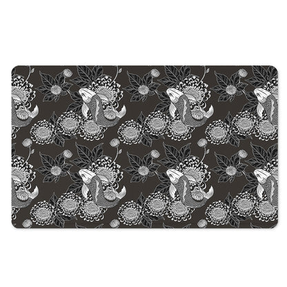Koi Carp And Chrysanthemum Pattern Print Polyester Doormat