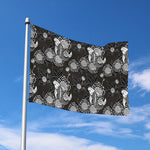 Koi Carp And Chrysanthemum Pattern Print Polyester Flag