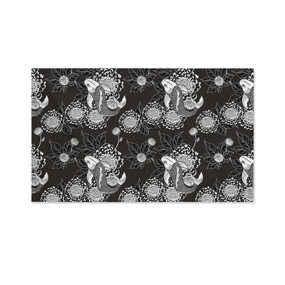 Koi Carp And Chrysanthemum Pattern Print Polyester Flag