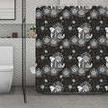 Koi Carp And Chrysanthemum Pattern Print Polyester Shower Curtain