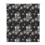 Koi Carp And Chrysanthemum Pattern Print Polyester Shower Curtain