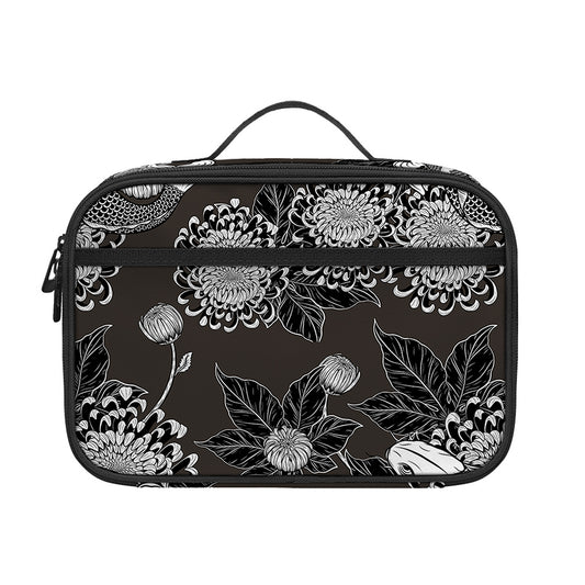 Koi Carp And Chrysanthemum Pattern Print Portable Lunch Bag