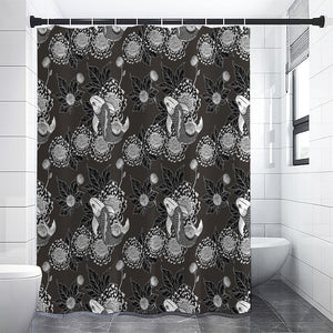 Koi Carp And Chrysanthemum Pattern Print Premium Shower Curtain