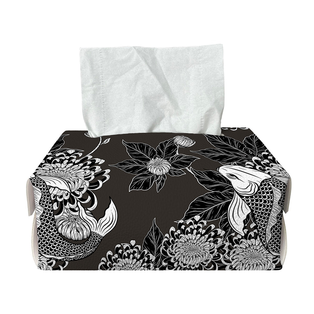 Koi Carp And Chrysanthemum Pattern Print Rectangle Tissue Box Cover