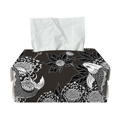 Koi Carp And Chrysanthemum Pattern Print Rectangle Tissue Box Cover