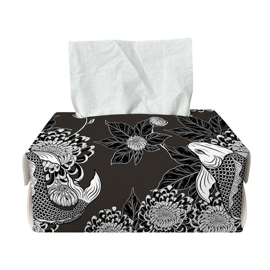 Koi Carp And Chrysanthemum Pattern Print Rectangle Tissue Box Cover