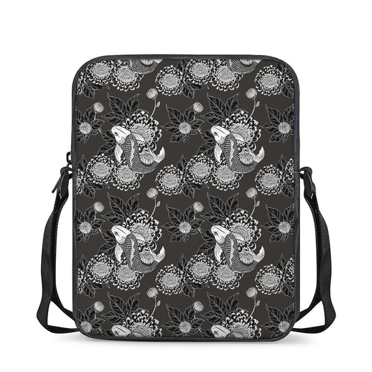Koi Carp And Chrysanthemum Pattern Print Rectangular Crossbody Bag