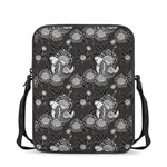 Koi Carp And Chrysanthemum Pattern Print Rectangular Crossbody Bag