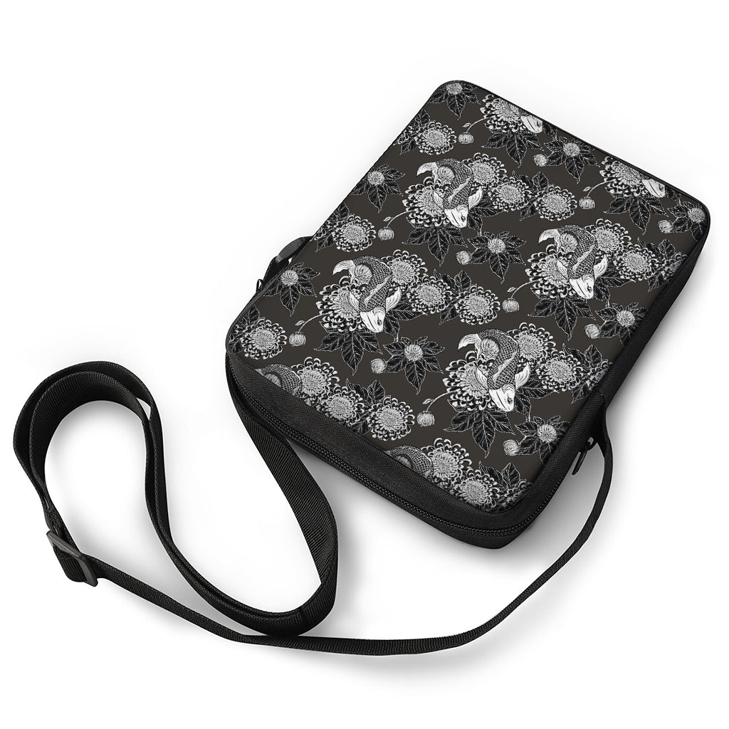 Koi Carp And Chrysanthemum Pattern Print Rectangular Crossbody Bag