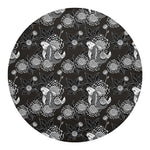 Koi Carp And Chrysanthemum Pattern Print Round Blanket