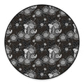 Koi Carp And Chrysanthemum Pattern Print Round Floor Mat