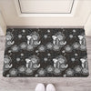 Koi Carp And Chrysanthemum Pattern Print Rubber Doormat