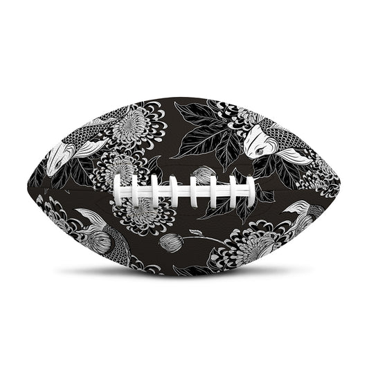 Koi Carp And Chrysanthemum Pattern Print Rugby Ball