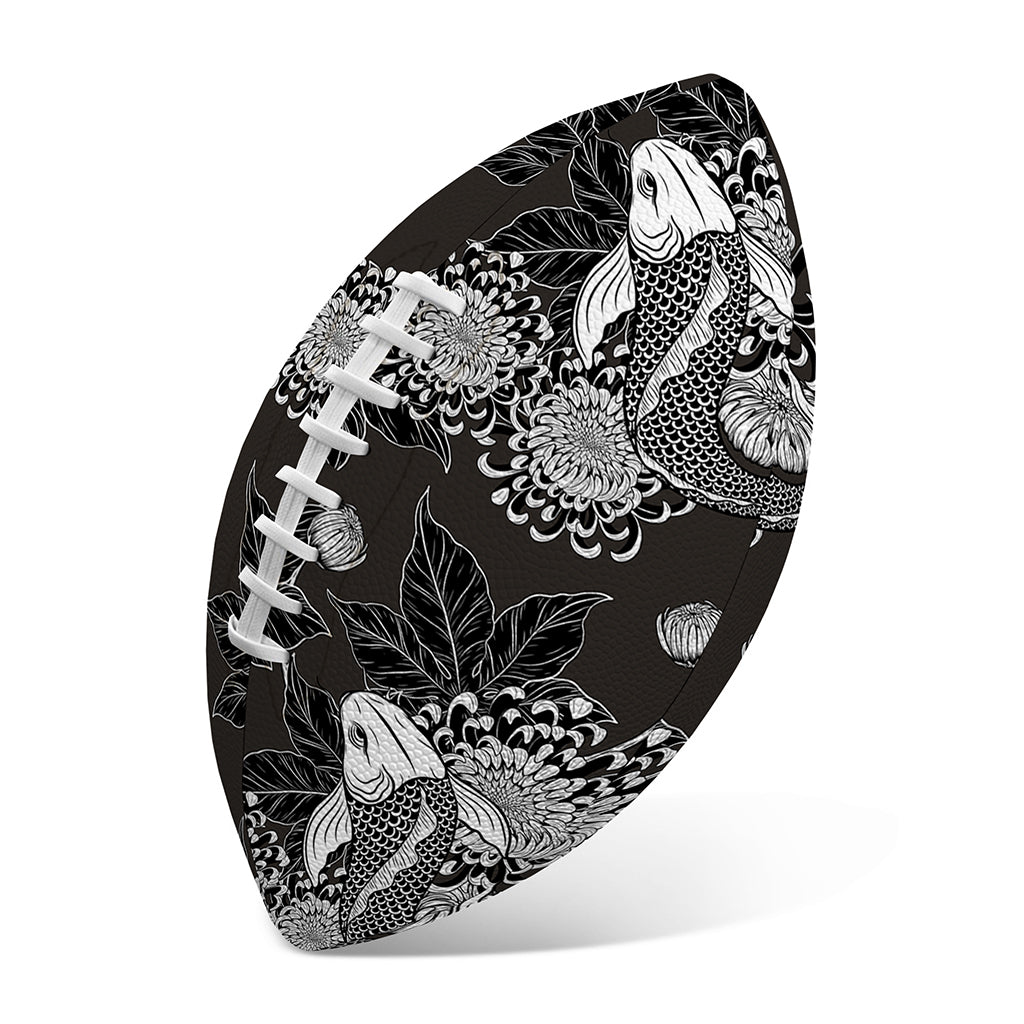 Koi Carp And Chrysanthemum Pattern Print Rugby Ball