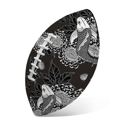 Koi Carp And Chrysanthemum Pattern Print Rugby Ball