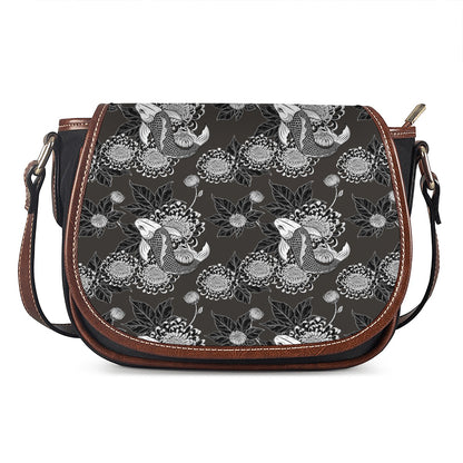 Koi Carp And Chrysanthemum Pattern Print Saddle Bag