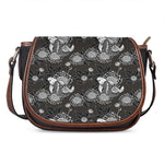 Koi Carp And Chrysanthemum Pattern Print Saddle Bag