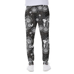 Koi Carp And Chrysanthemum Pattern Print Scuba Joggers