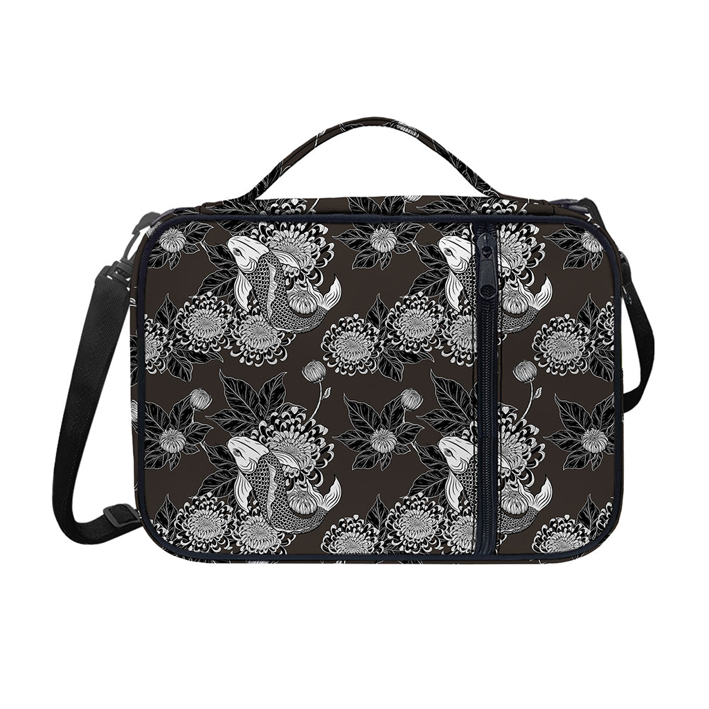 Koi Carp And Chrysanthemum Pattern Print Shoulder Strap Bible Bag